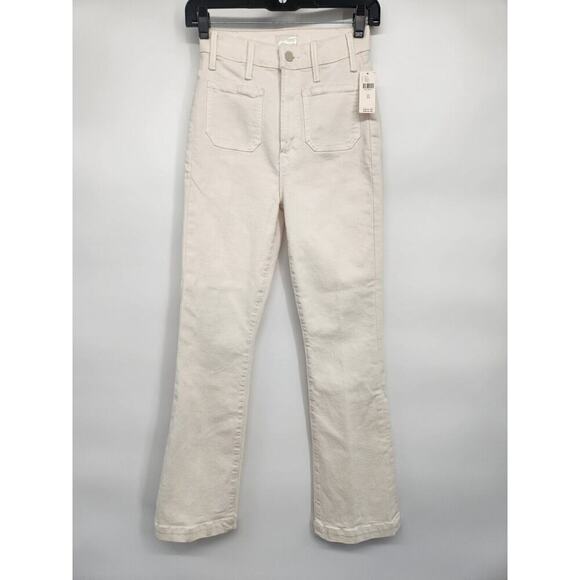NWD Mother The Hustler Patch Pocket Flood Bootcut Jeans Sz 24 Cream Puffs #7B417 - Picture 2 of 13